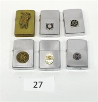 Lot of 6 Zippo Lighters With Advertising Emblems