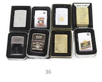 Lot of 8 1990's-2000's Zippo Lighters in Boxes