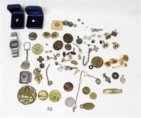 Vintage Military & Fraternal pins, cufflinks, etc