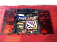 Fishing tackle box with fishing lures and