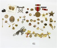 Estate Lot of Fraternal & Military Pins & Insignia