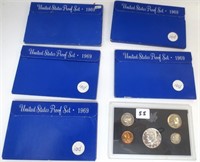 6 - 1969 US Proof sets, one without holder