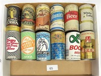 12 Vintage 1970's Pull Tab Beer Cans Bilow