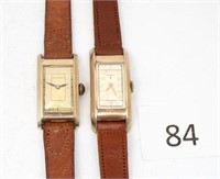 2 Vintage Curvex Style Wrist Watches Elgin Benrus