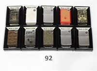 Lot of 10 Different 2021 Zippo Lighters NOS
