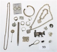 Lot of Sterling Silver Jewelry & Accessories
