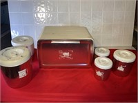 Mid century bread box & canister set
