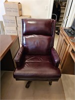 Hickory Furniture Burgundy Leather Swivel and