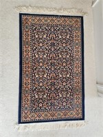 Floral Oriental Wool Rug Carpet Blue Red