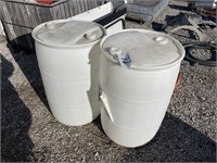 Two White Plastic Barrells - 55 Gallon