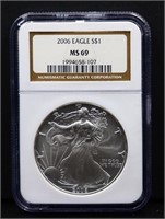 Graded MS69 2006 silver eagle coin