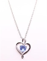 TANZANITE HEART NECKLACE, LAB GROWN