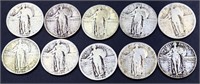 Lot of 10 standing liberty quarters