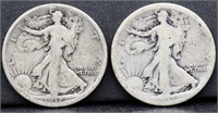 Lot of 2 walking liberty half dollars