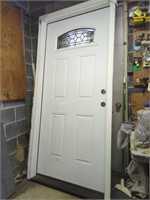 36' x 80" unused entry door with leaded glass