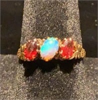 10K opal and garnet ring
