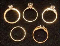 14K yellow gold rings with missing sets