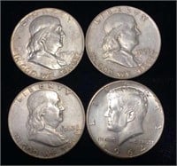 Franklin & Kennedy Silver Half Dollar Coins
