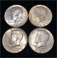 (4) 1968 Kennedy Half Dollar Coins