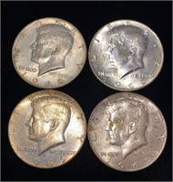(4) 1969-D Kennedy Half Dollar Coins