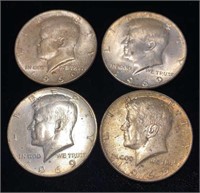 (4) 1969-D Kennedy Half Dollar Coins