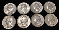 (8) 1964-D Washington Silver Quarter Coins