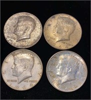 (4) 1964 Kennedy Silver Half Dollar Coins