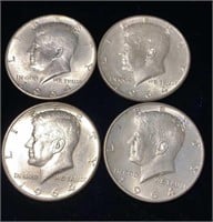 (4) 1964-D & P Kennedy Silver Half Dollar Coins