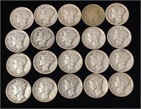 (20) Mercury Silver Dime Coins