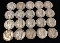 (20) Mercury Silver Dime Coins