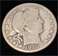 1915-S Barber Silver Half Dollar Coin