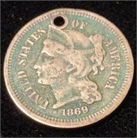 1869 US Nickel Three Cent