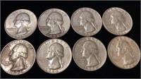 (8) Washington Silver Quarter Coins