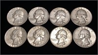 (8) Washington Silver Quarter Coins