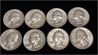 (8) Washington Silver Quarter Coins