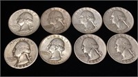 (8) Washington Silver Quarter Coins