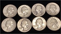 (8) Washington Silver Quarter Coins