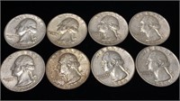 (8) Washington Silver Quarter Coins