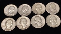 (8) Washington Silver Quarter Coins