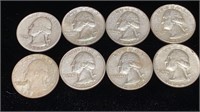 (8) Washington Silver Quarter Coins