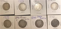 (8) Silver Barber Quarter Coins