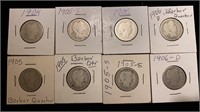 (8) Silver Barber Quarter Coins