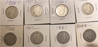 (8) Silver Barber Quarter Coins