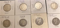 (8) Silver Barber Quarter Coins