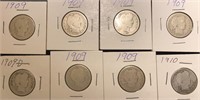 (8) Silver Barber Quarter Coins