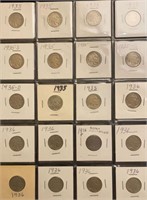 (20) 1935-1936 Buffalo Nickels