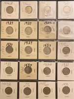 (20) 1936-1937  Buffalo Nickels