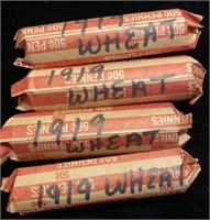 (4) Rolls 1919 Wheat Pennies