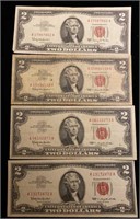 (3) 1963 & 1963A red seal $2 bills