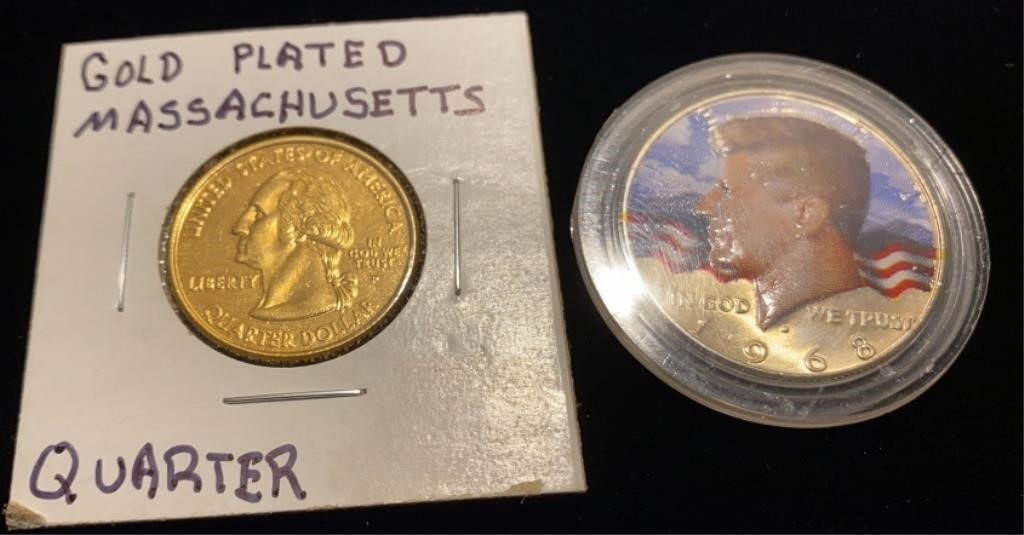 2000 Gold Plated Quarter & 1968 Painted Half